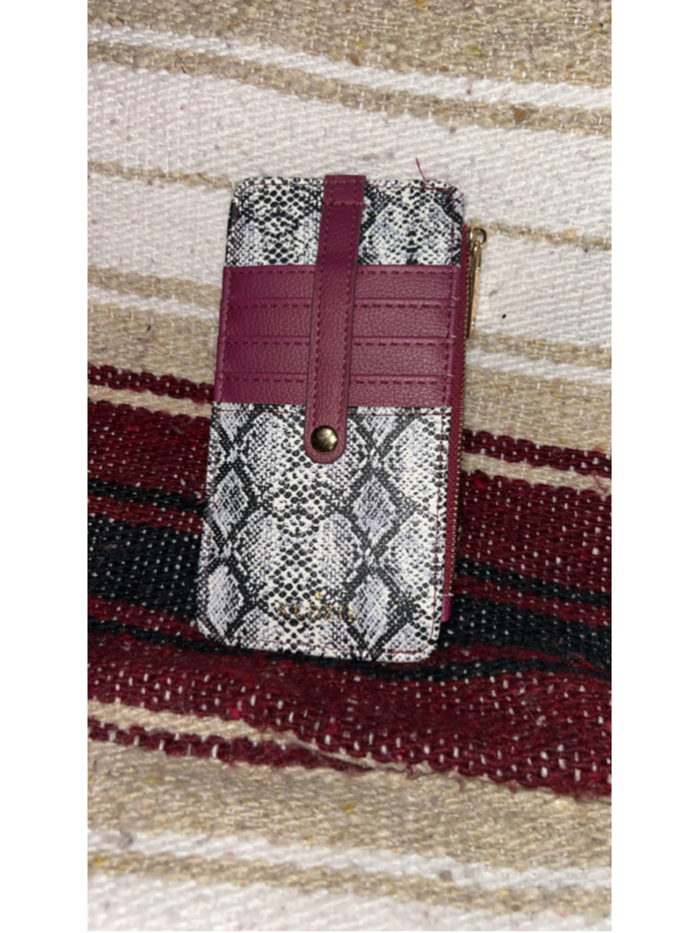 Women's Kedzie Wallet One Size White Burgundy Snake Print Card Case